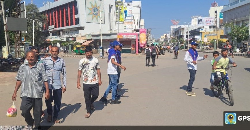 NSS Unit of Government Science College, Veraval, organized a traffic volunteering event at Tower Chowk
