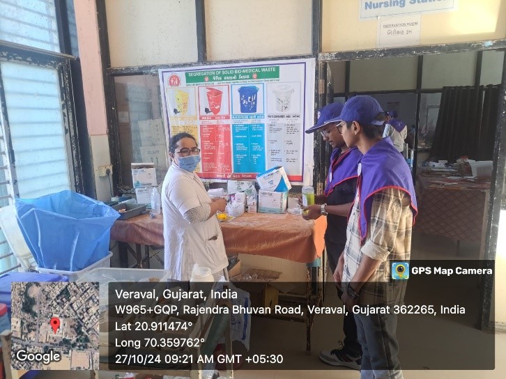 NSS Unit of Government Science College, Veraval, organized a hospital volunteering event