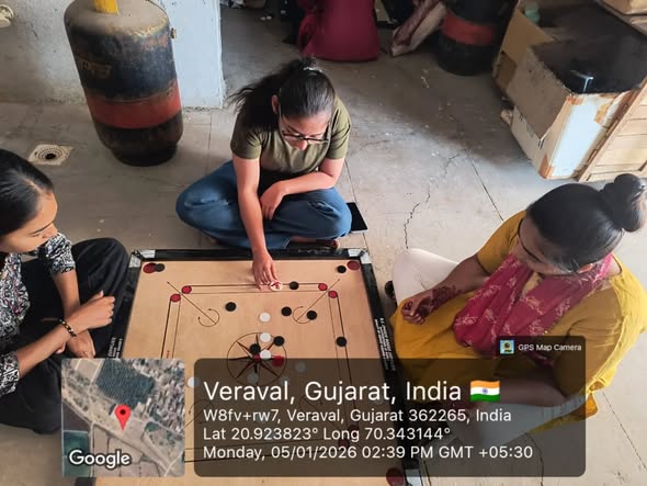 Carrom (Girls) Competition under sports band